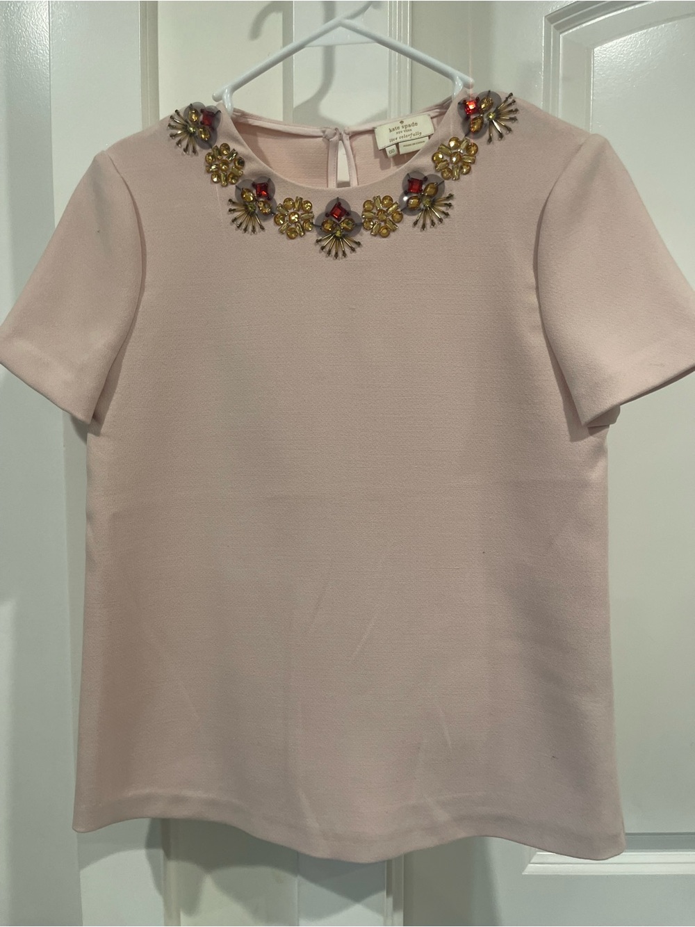 kate spade Pale Pink Short Sleeve Jewel Neck Top